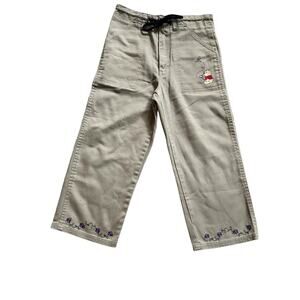 Winnie The Pooh Pants Girl‎ Size 7/8M Beige Embroidered Just Pooh Drawstring